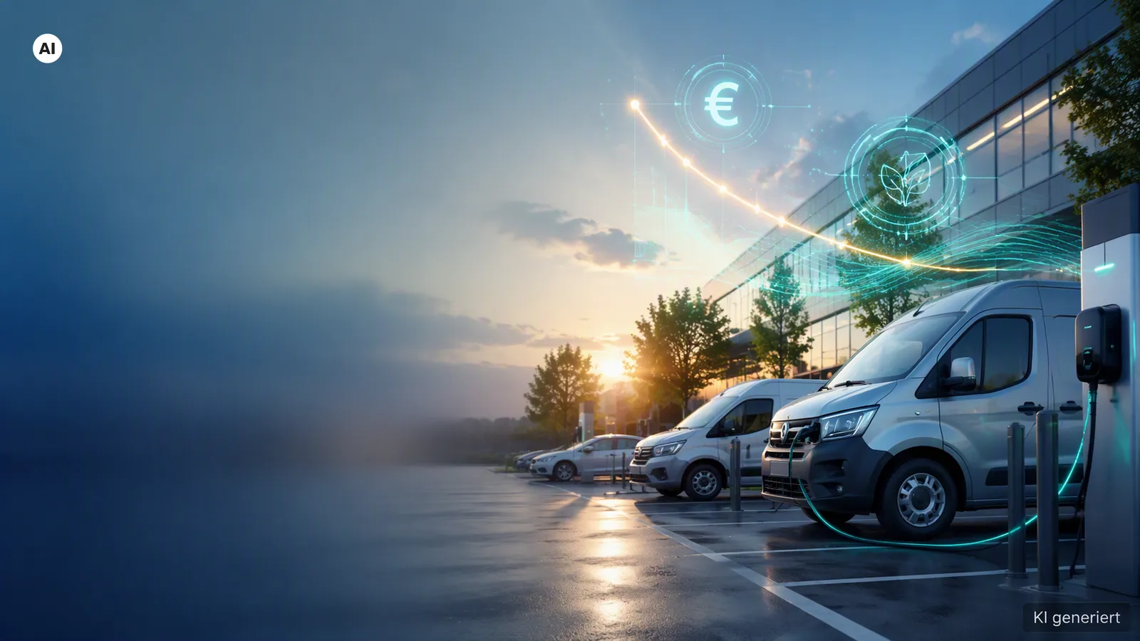 E-Dienstwagen an der Ladestation, KI-generiertes Bild (AI)