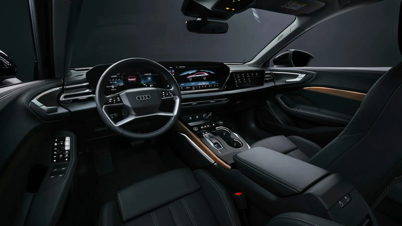 Das intuitive MMI-Touchscreen-System im Audi A5 bietet modernste Technologie und eine nahtlose Integration von Smartphone-Apps und Online-Diensten.