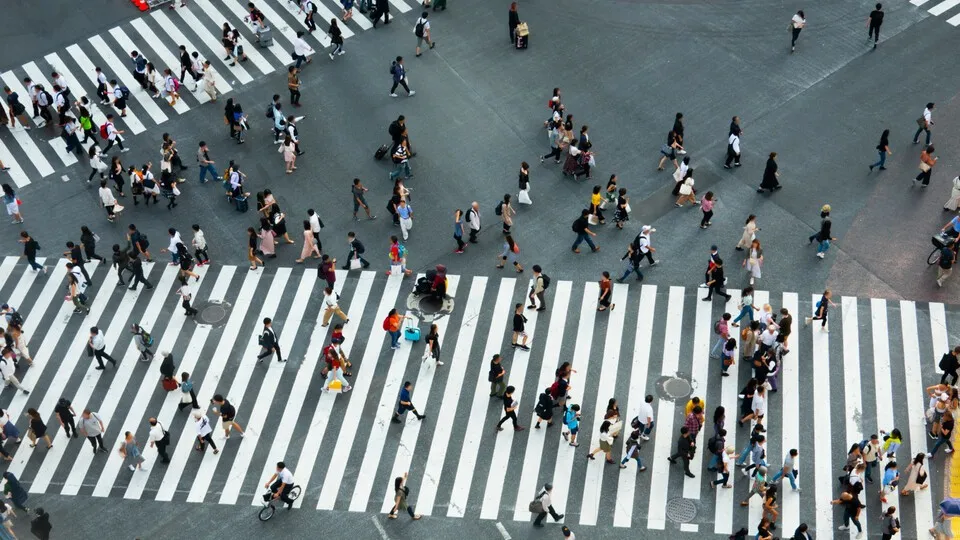 Fußgänger auf einem Zebrastreifen: Viele Pendler sind täglich unterwegs, doch flexible Arbeitsmodelle und Mobilitätsbudgets könnten Wege verkürzen.