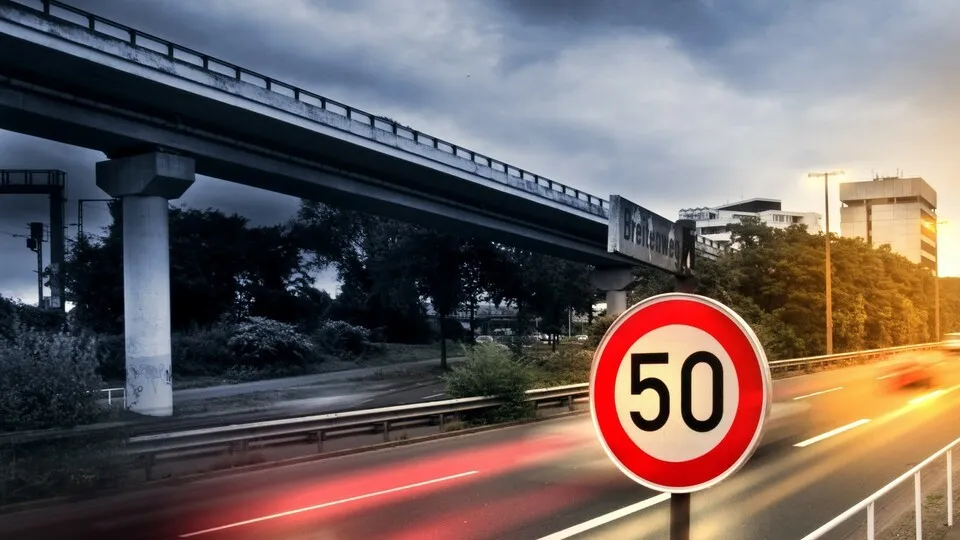 Tempolimit von 50 km auf einer Autobahn.