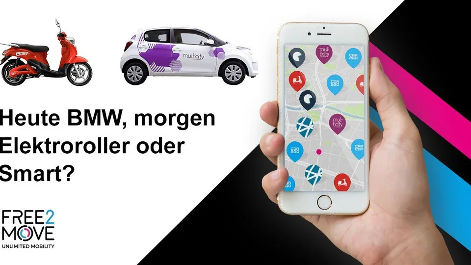 Free2move bündelt in einer App mehrere Angebote von Car-, Bike- und Rollersharing-Anbietern