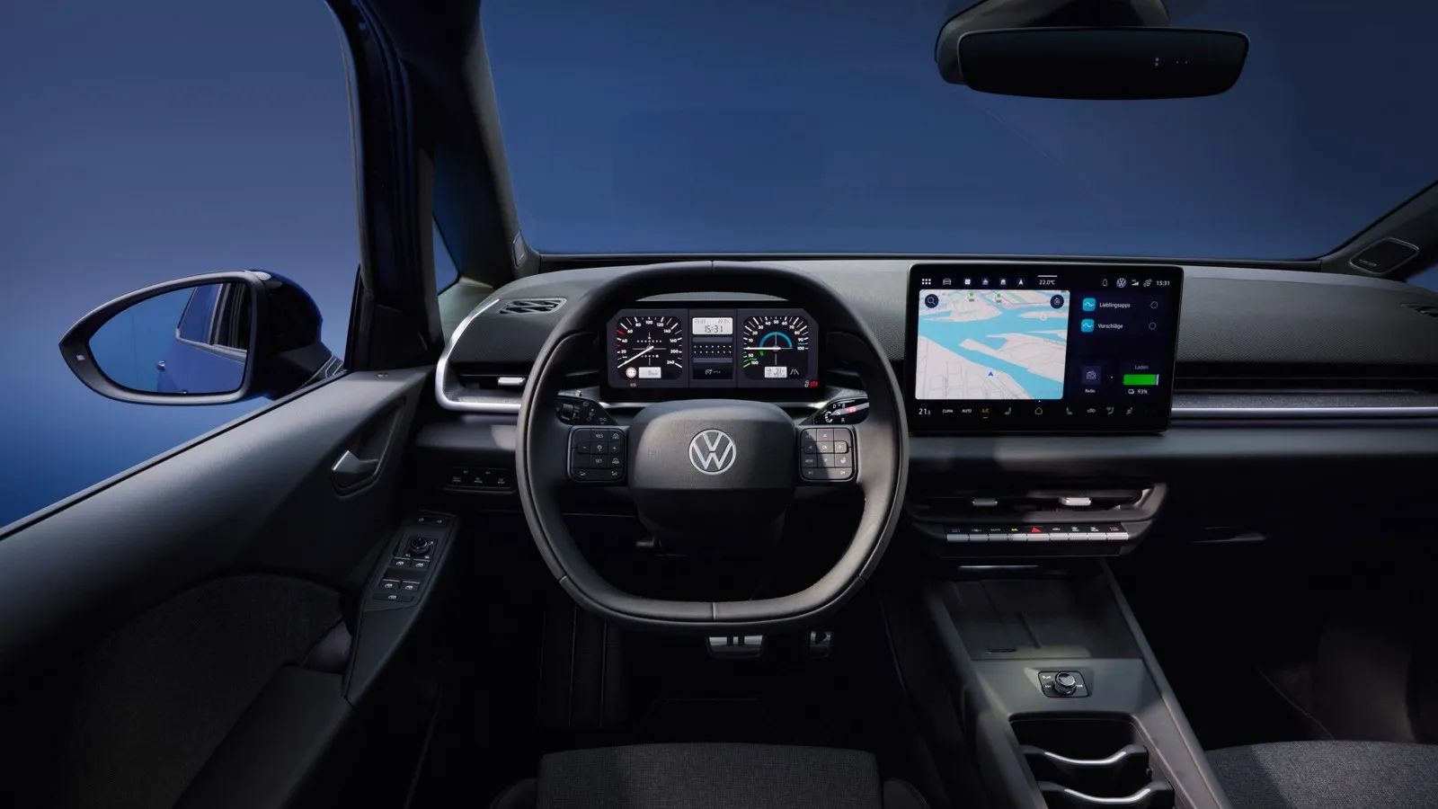 Das Cockpit des ID.3 Neo mit neuem Multifunktionslenkrad und zentralem Display