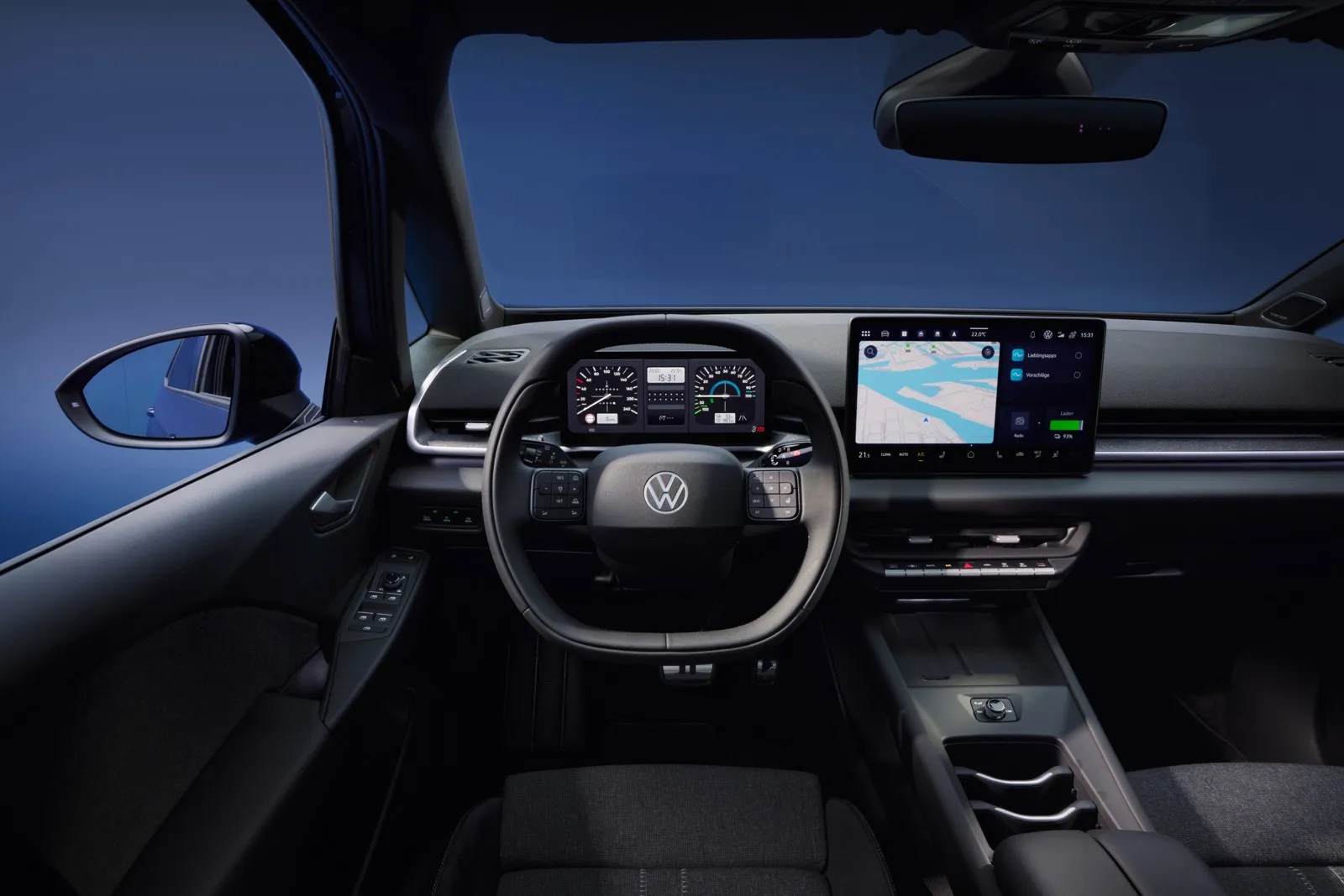 Das Cockpit des ID.3 Neo mit neuem Multifunktionslenkrad und zentralem Display
