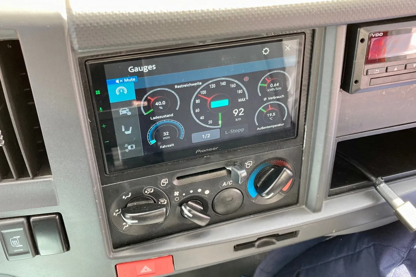Der Monitor im Bax-Cockpit zeigt auch antriebsspezifische Informationen an.