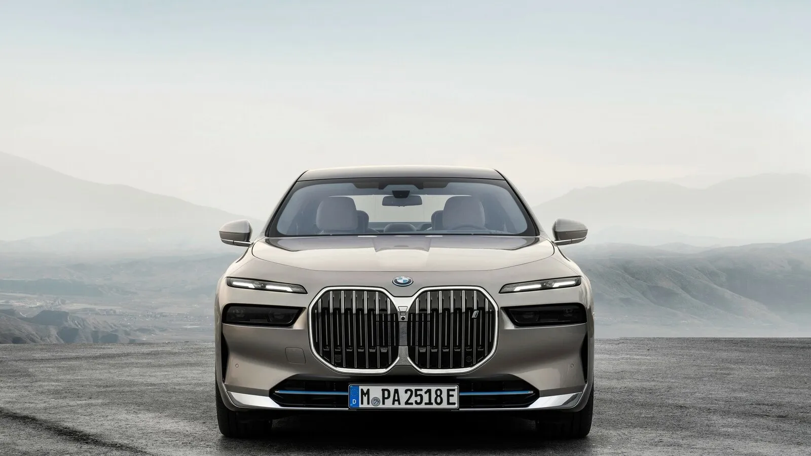 Komplett neu ist die Front des BMW 7er: mit großer Niere und zweigeteilten Scheinwerfern.