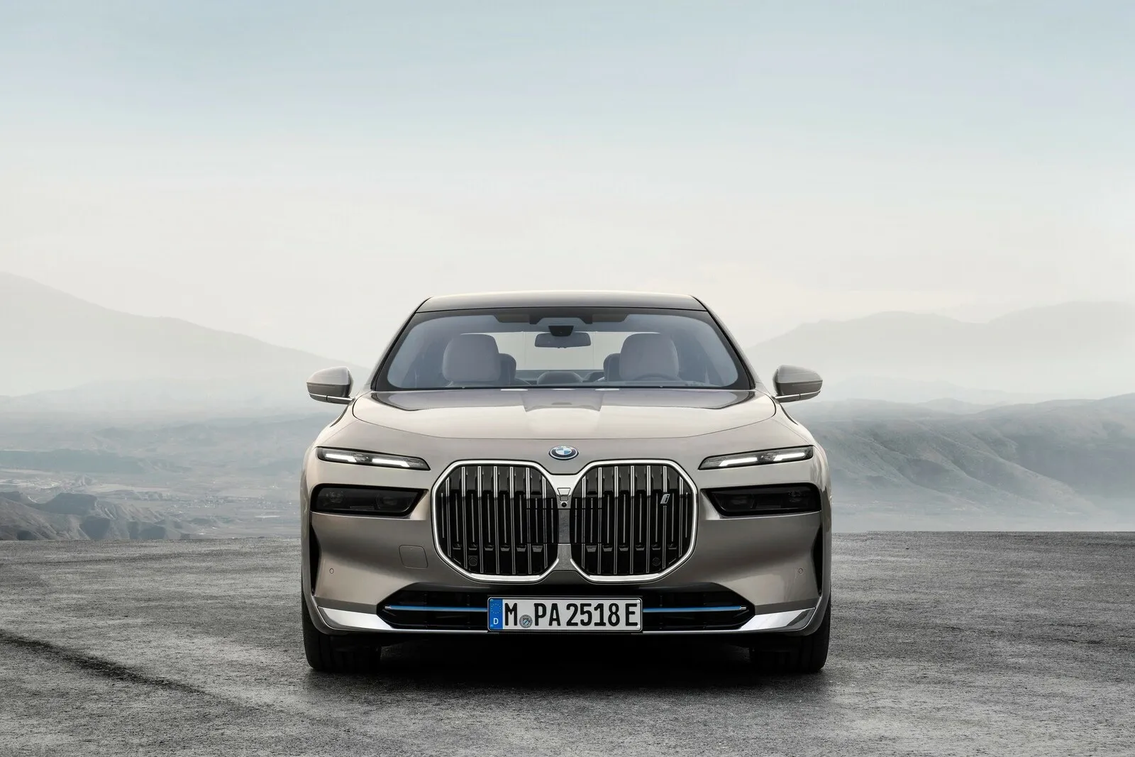 Komplett neu ist die Front des BMW 7er: mit großer Niere und zweigeteilten Scheinwerfern.