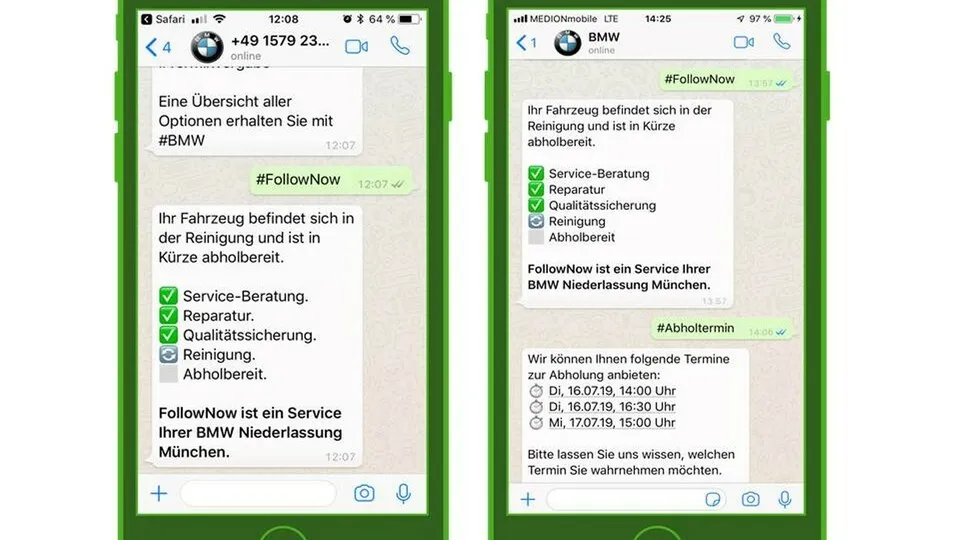BMW automatisiert seinen Werkstatt-Service mit WhatsApp