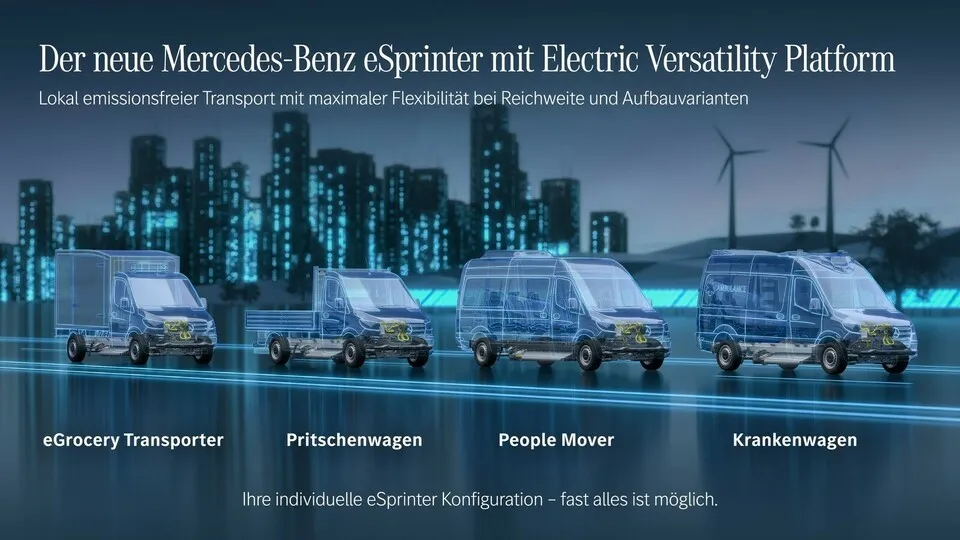 Die neue Electric Versatility Platform für den eSprinter 2023 soll auch flexiblere Aufbauten ermöglichen.