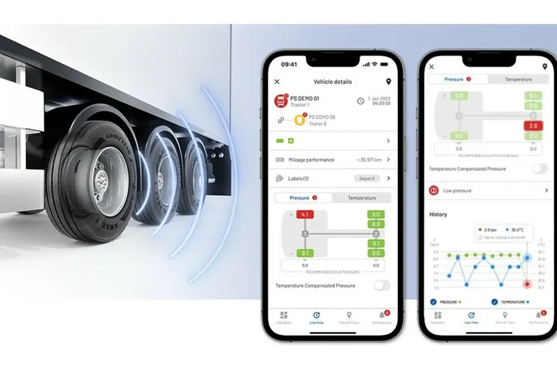 Das neue TPMS Connect-System übermittelt Reifendruckdaten von Lkw direkt an die Firmenzentrale.