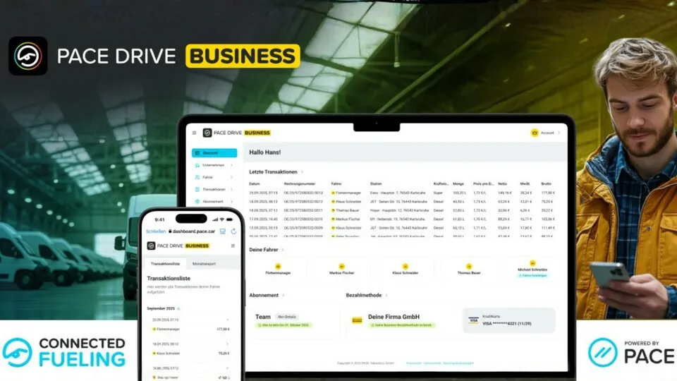 Die Pace Drive Business Plattform wurde um ein web-basiertes Dashboard erweitert.