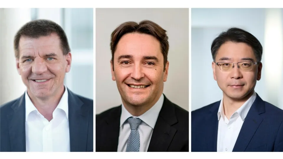 Neue Führungsbesetzungen bei der Schaeffler AG. V. l. n. r.: Jochen Schröder, Rémy Triouleyre und Xiangbin Chen.