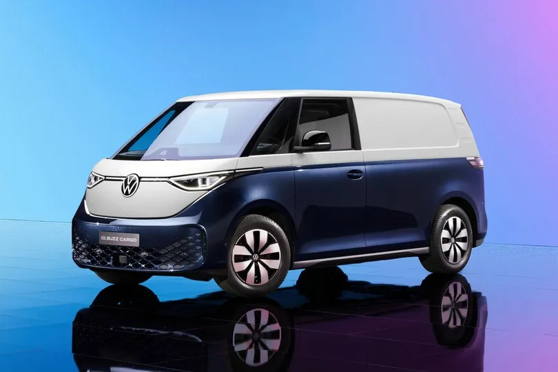 Volkswagen Nutzfahrzeuge stellt den ID.Buzz ins Zentrum seines IAA-Stands in Hannover. Im Bild die Transporter-Version ID-Buzz Cargo.